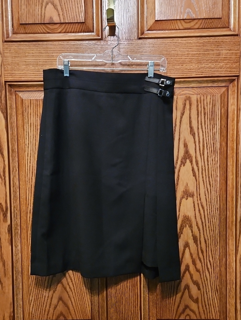 White House Black Market Black A-Line Skirt with Side Buckles